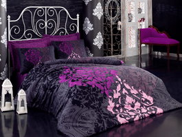 L'essentiel linge de maison Kosem Sultan - Granate, Morado, Rosa y Negro, Doble, Satén de Algodón
